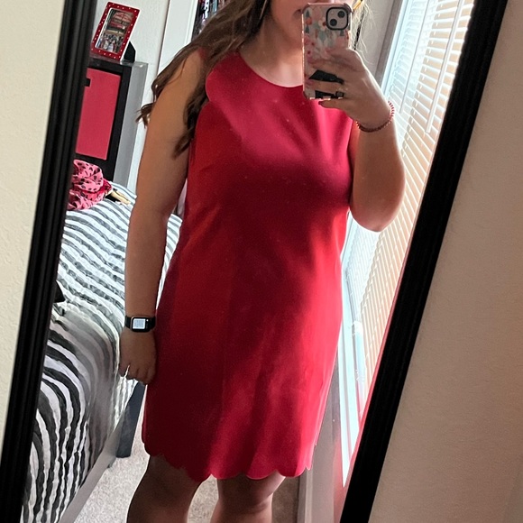 J Crew Red/Pink Scalloped Dress - Picture 2 of 2
